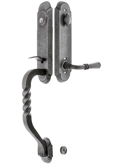 San Carlos Grip Wrought Steel Tubular Handleset With Normandy Lever - Left-Handed in Antique Steel.